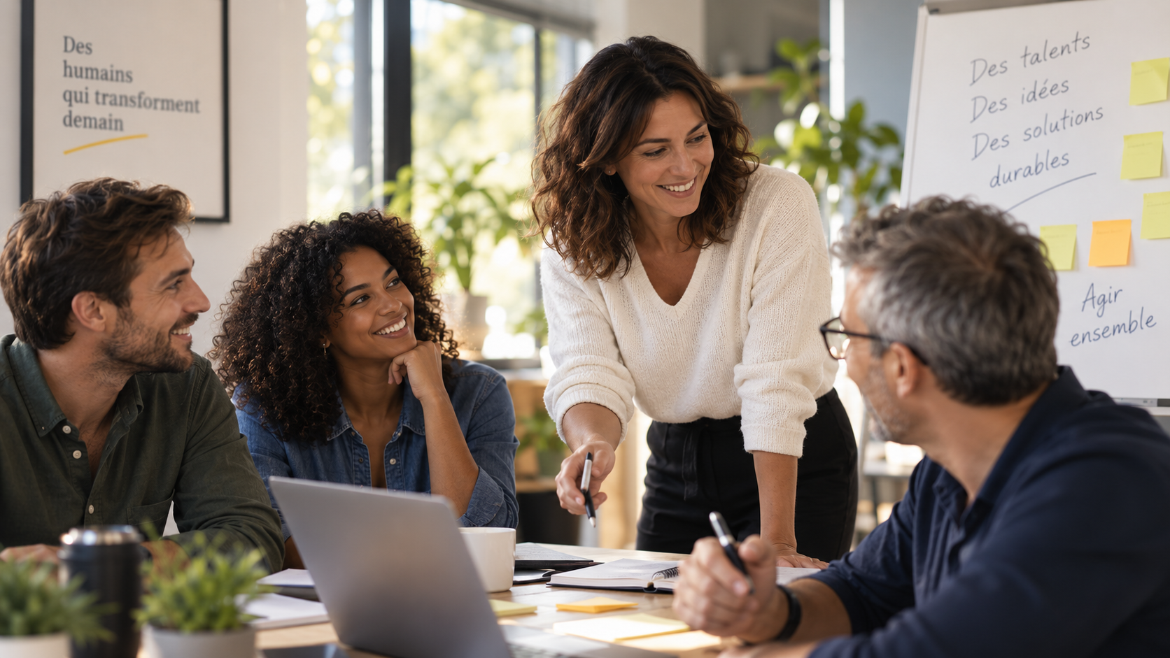 Une équipe réunie pour échanger et travailler ensemble.